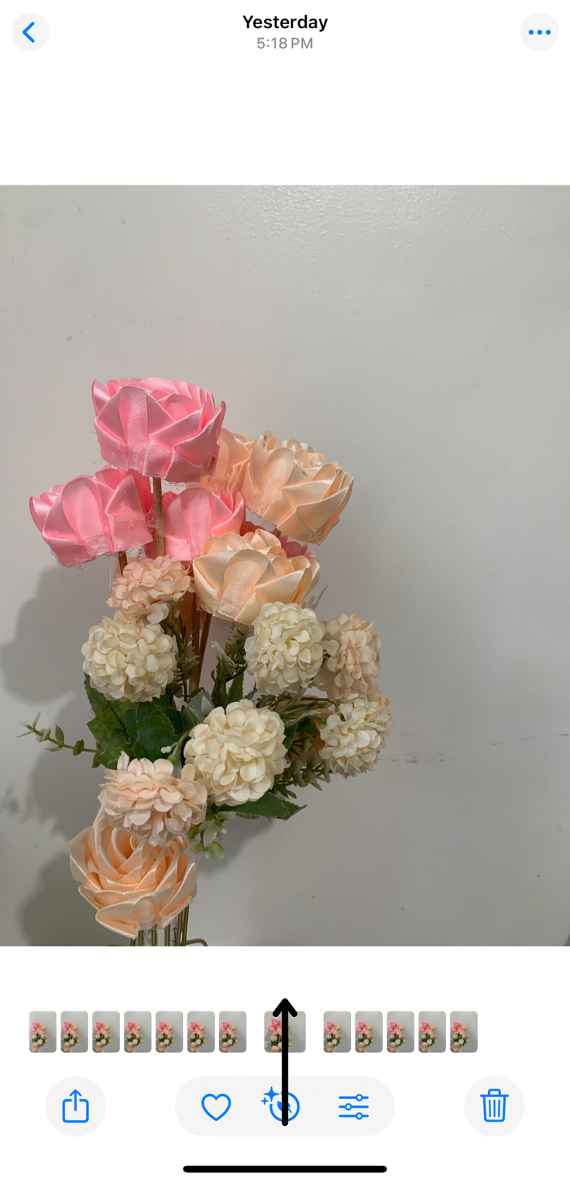 Swipe up gesture on photo