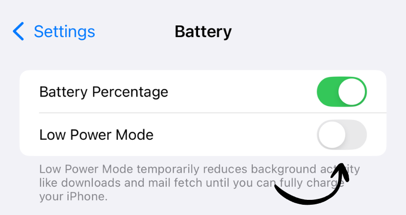 Low Power Mode toggle