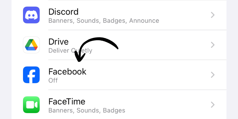 App notifications list