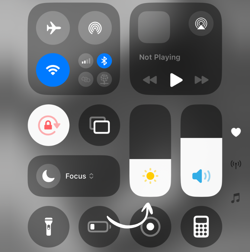 Brightness slider in Control Center