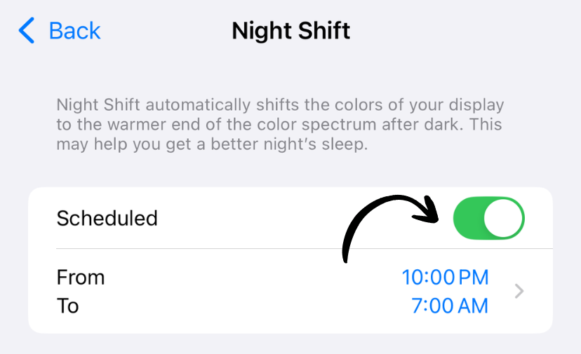 Night Shift schedule options